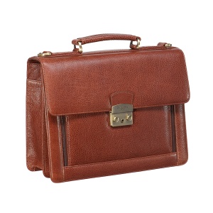 Стильный портфель с распашным наружным карманом (коричневого цвета) Dr.Koffer P402186-02-05