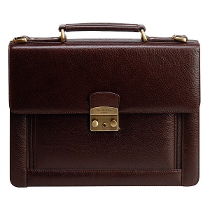 Классический портфель с распашным наружным карманом и съемным плечевым ремнем Dr.Koffer P402186-02-0