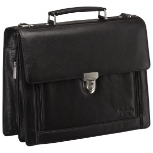 Мужской портфель с вместительными секциями и съемным плечевым ремнем (черного цвета) Dr.Koffer P2417