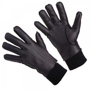 Мужские черные кожаные перчатки с трикотажной манжетой Dr.Koffer H710030-41-04