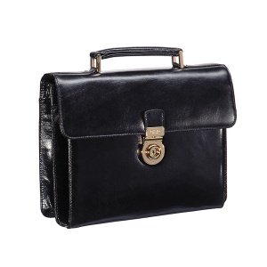 Стильный деловой портфель с потайным карманом на магните и съемным плечевым ремнем (черного цвета) D