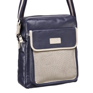 Синяя сумка с белой отделкой на плечевом ремне Dr.Koffer M402465-41-60